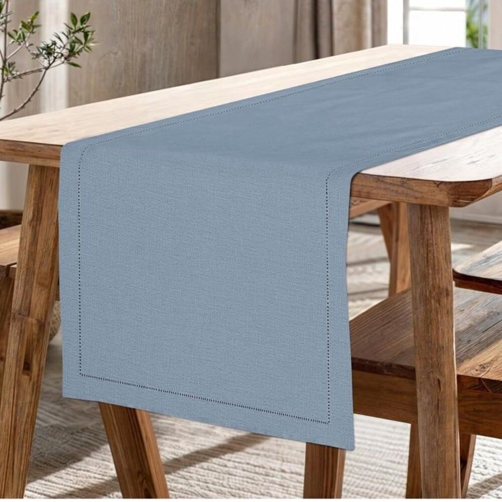 Ruvanti Linen Table Runner Classic Hemstitch Washable Reusable Non-slip NWT Cott